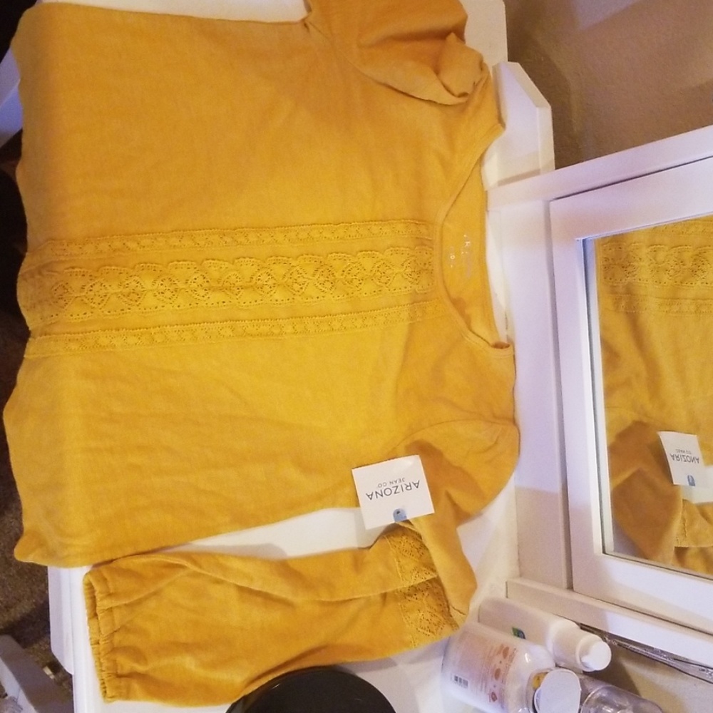 Gold mustard crocheted shirt